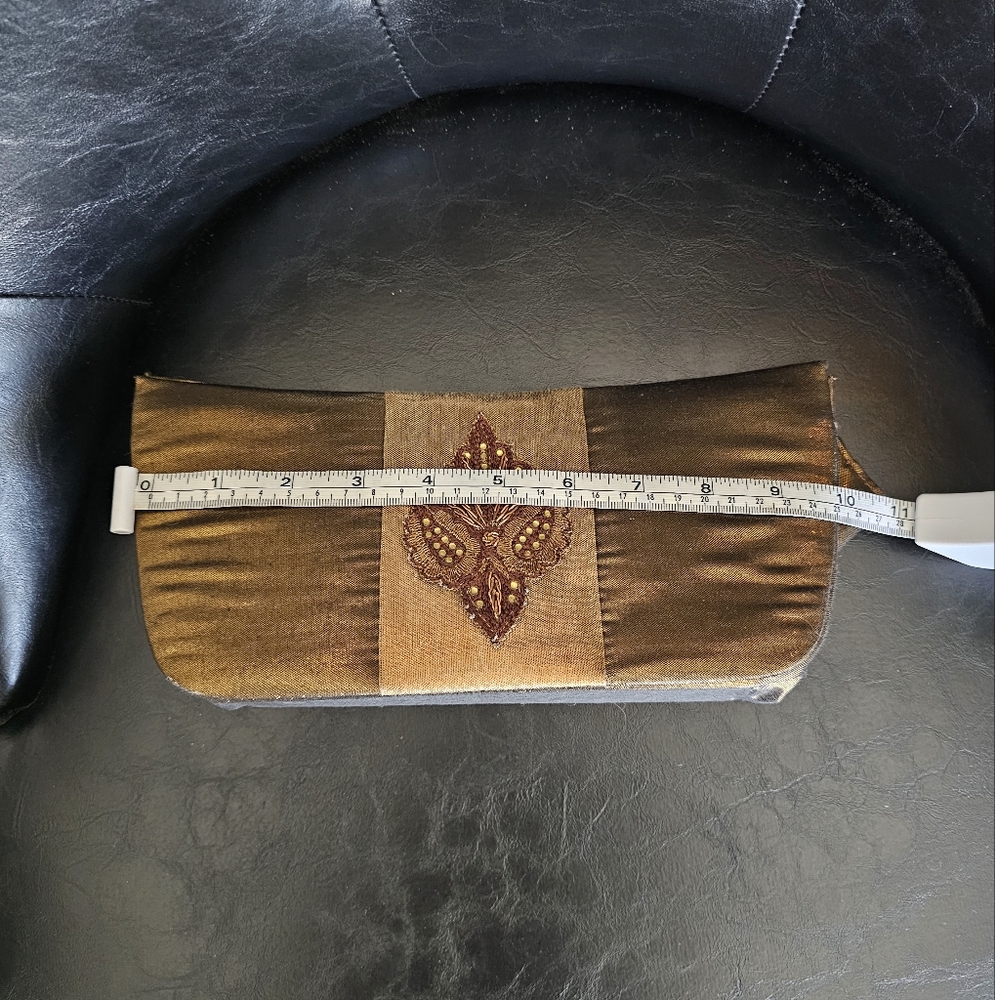 Nwt Elegant Gold Bronze Clutch Bag - Picture 6 of 9